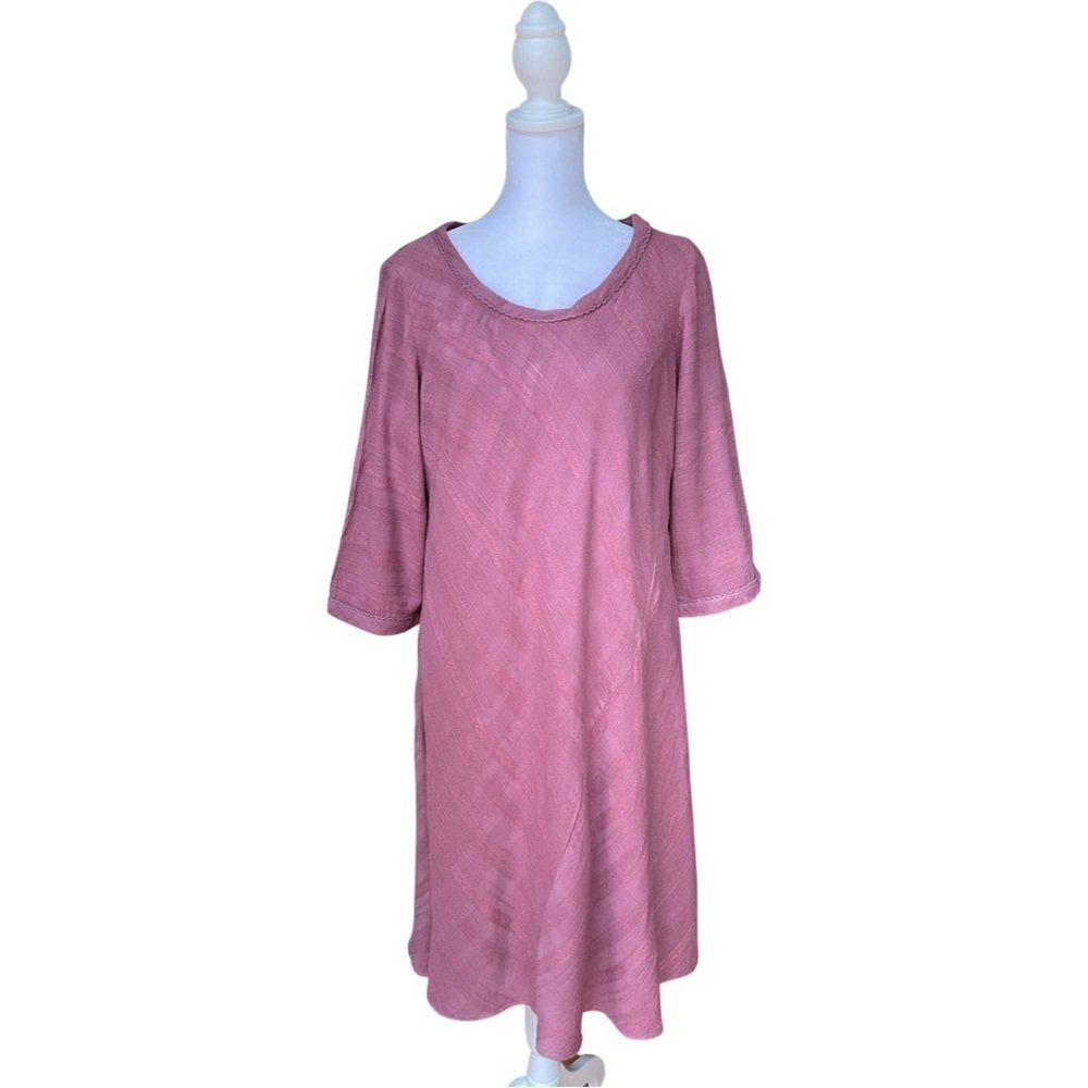 Soft Surroundings Aline Cotton Blend Half Sleeve Plum Midi Dress Size Medium